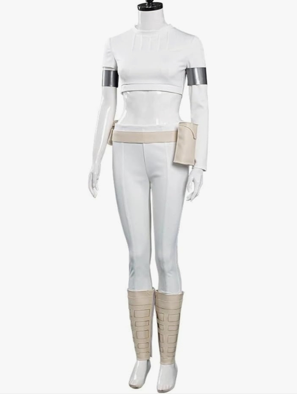 White and Beige Women's Two-Piece Fashion Set